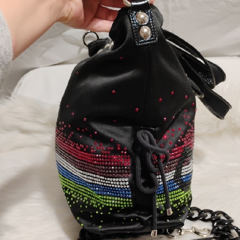 Auth Coach XL Black Multicolor Sequin Spotlight Tote W Strap & Hangtag - Picture 10 of 16